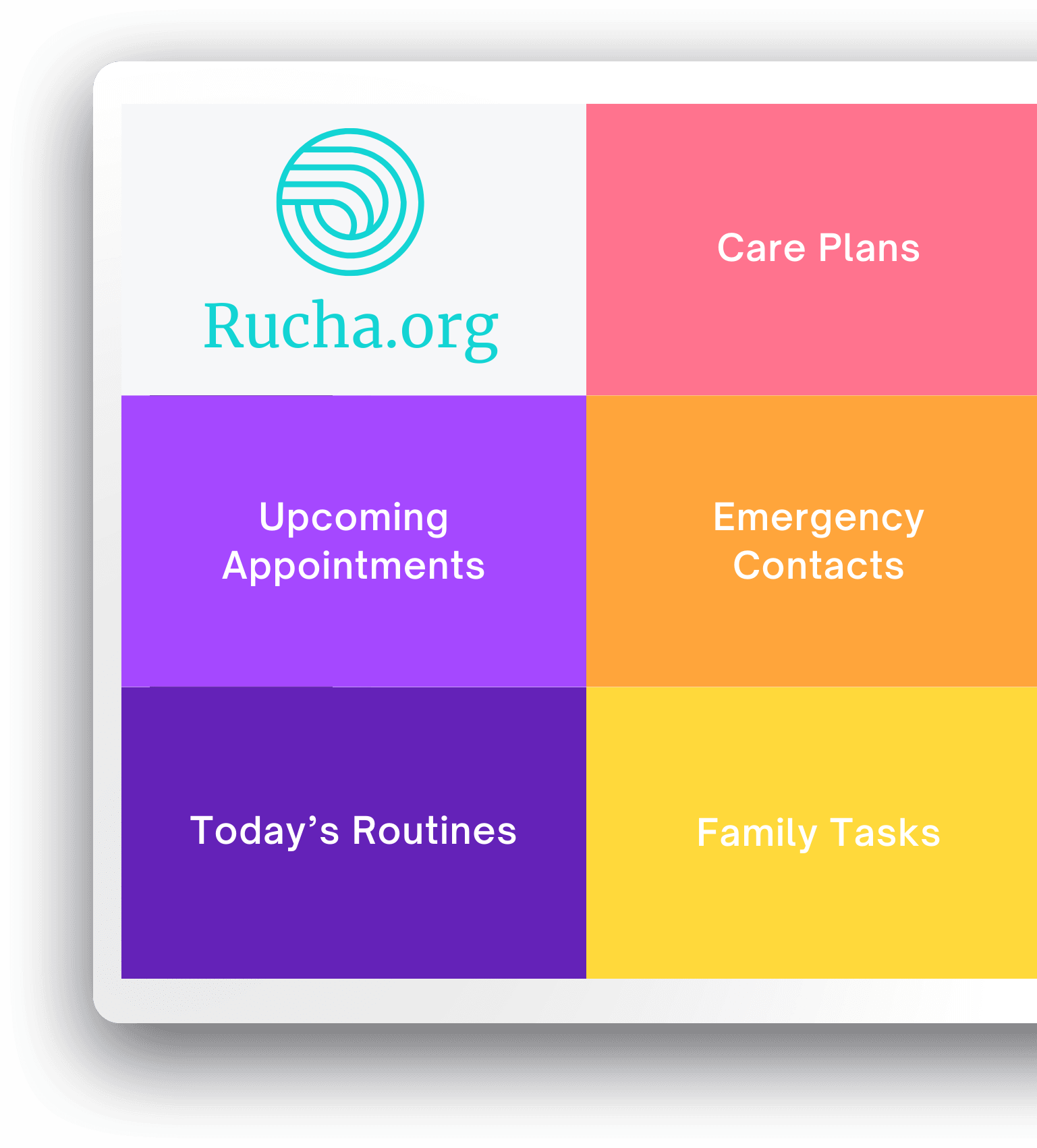 Rucha.org – landing page dashboard Rucha.org